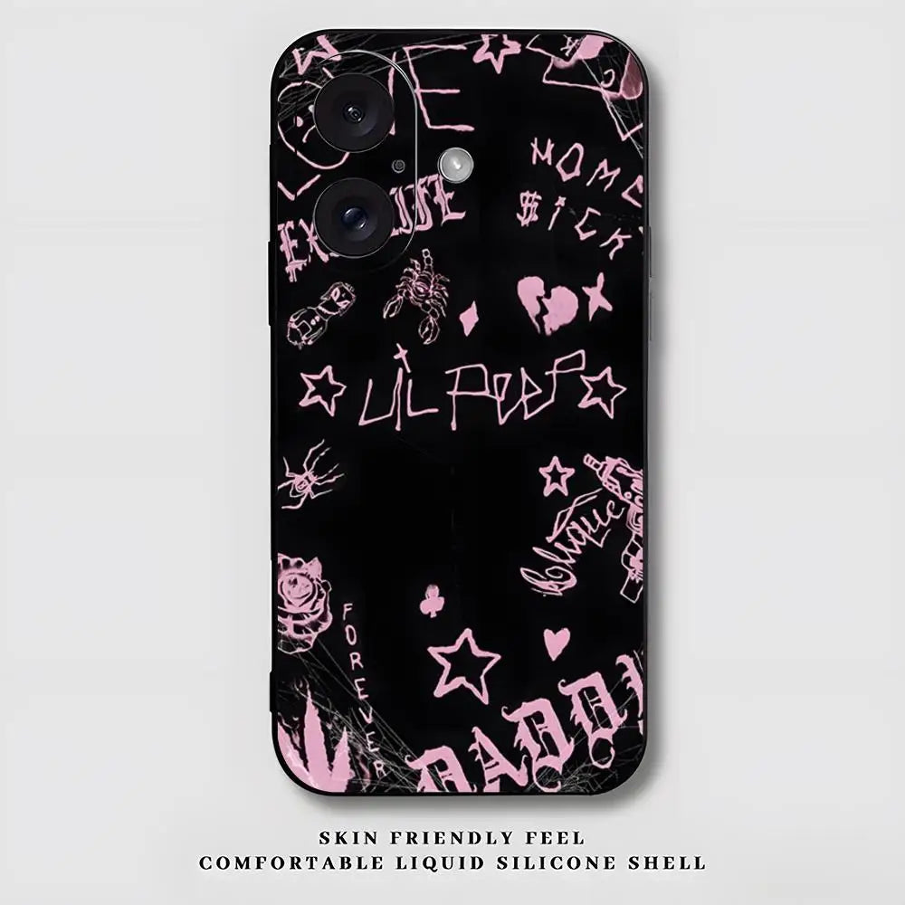 L-Lil Peep Famous Star Popular  Phone Case For iPhone 17 16 15 14 13 12 X XR XS 8 Plus Mini Pro Max Soft black Shockproof Cover