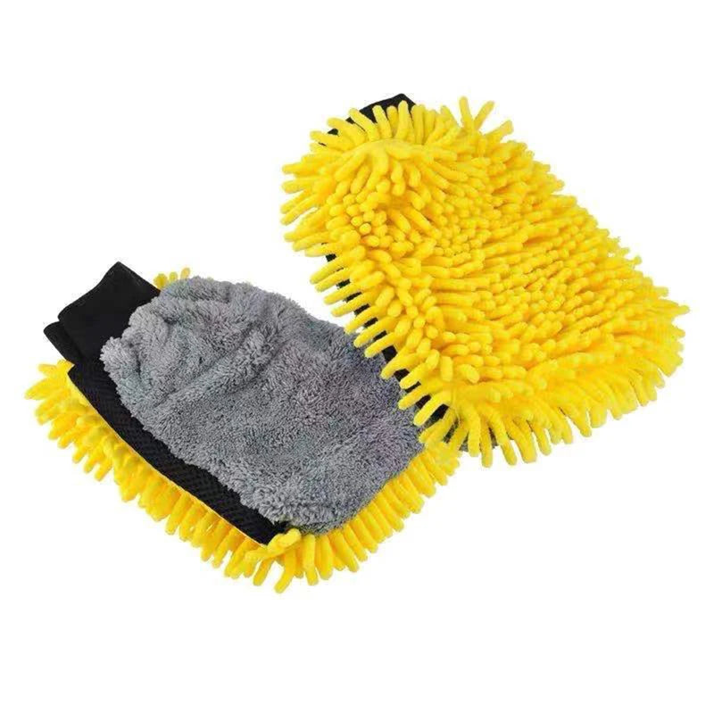 Microfiber Car Wash Gloves Car Sponge Extra Soft Car Wash Cloth Gloves Scratch Free Microfiber Double Sided Car Cleaning Tool