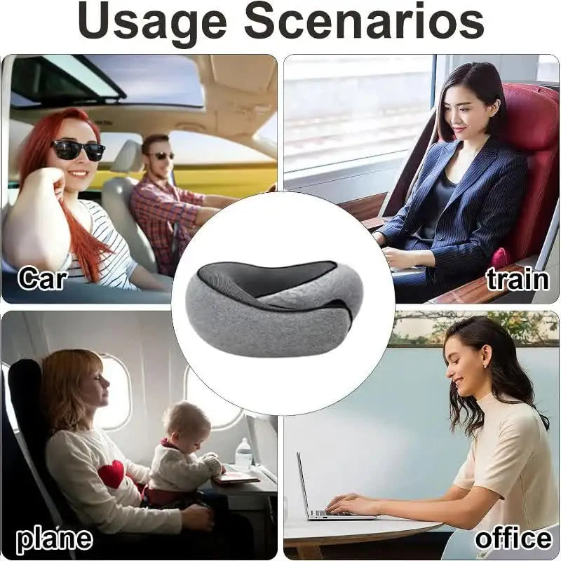 Travel Neck Pillow Memory Foam U Shaped Snail Style Portable Adjustable Soft Noon Break Sleep