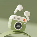 Q86 Retro Camera Wireless Earbuds Semi-In-Ear Earphones with Screen Digital Display and Gaming Low Latency