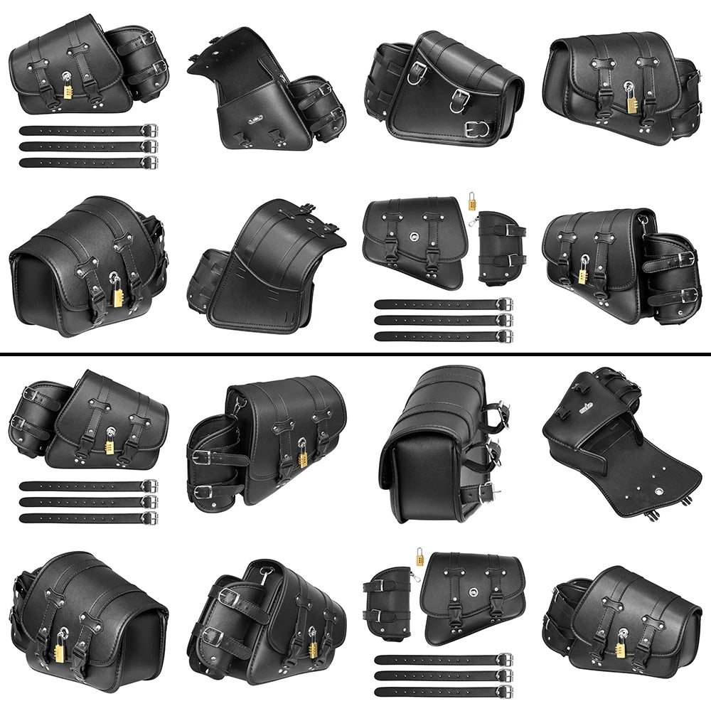 Sacs de selle de moto rétro pochette mallette de rangement valise de réservoir de bagages latéraux sacs en cuir PU/PVC