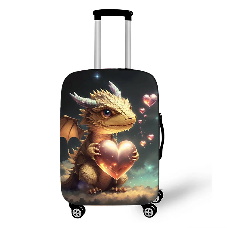Cute Dragon Baby Print Luggage Cover Fantasy Animals Accessories Elastic Trolley Case Protective For Travel Anti-dust Covers
