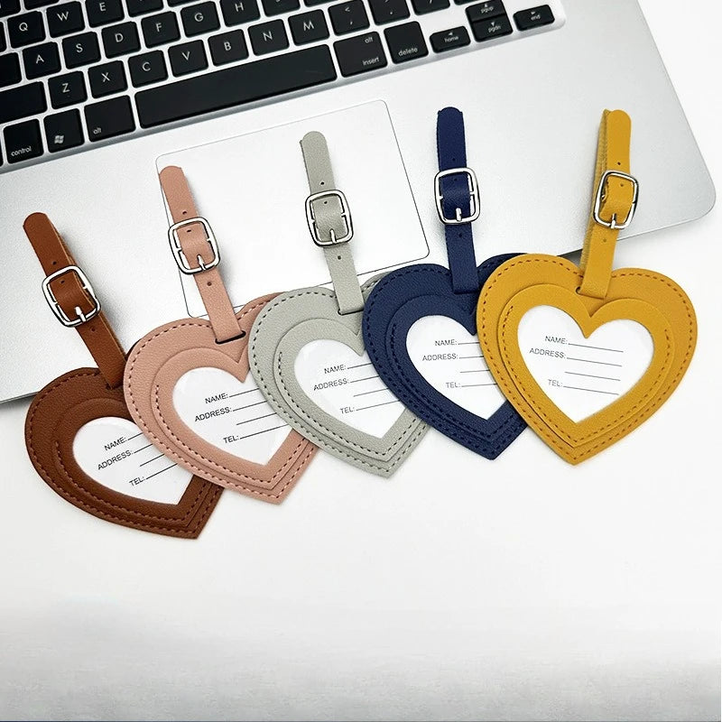 Luggage Tags Vacation Travel Accessories Creative PU Love Boarding Pass Thickened Leather Luggage Tag Check in Tag Id Name Tags