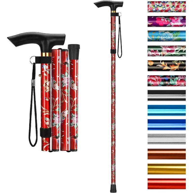 5Level Adjustable Foldable Flower-shaped Aluminum Alloy Walking Stick Portable Elderly Walking Stick Suitable for Outdoor Hiking