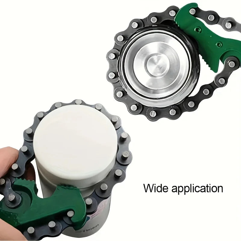 1pc Steel Heavy Duty Chain Wrench Tool, Adjustable Grip Spanner with Ergonomic Handle for Oil Filter Pipe Fittings Removal