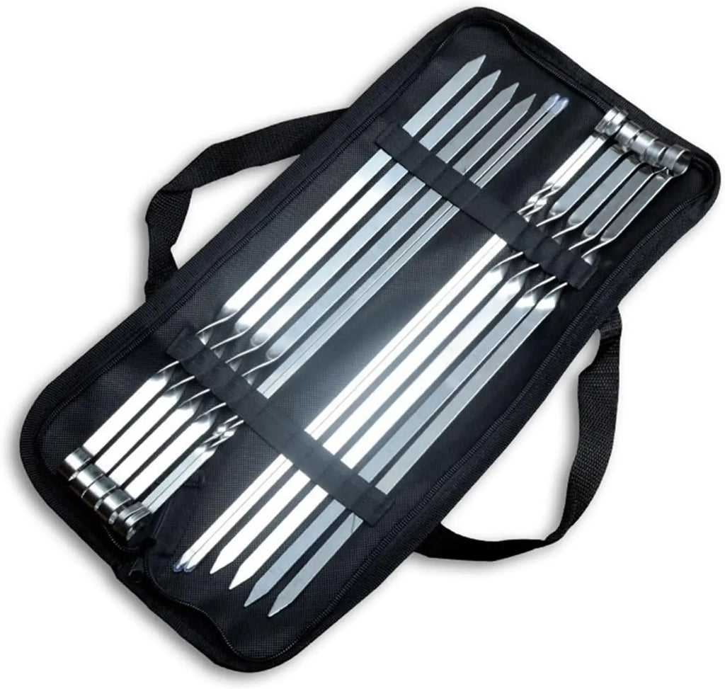 Stainless Set of 12  Steel Grilling Skewers Barbecue Skewers Meat Skewers Suitable for Grills Outdoor Cooking and Picnics Tool