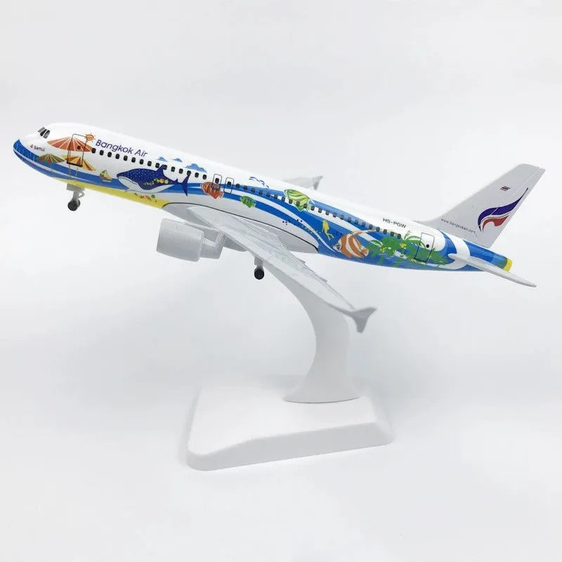 Metal Diecast Airplane 20CM Bangkok Fish A320 Airways 320 Series Replica Plane Gift With Landing Gear Wheels