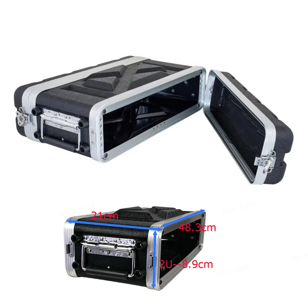 Portable ABS Cabinet with Main Body Depth 210mm, Aviation Box Chassis Rack Shockproof Case for 19 inch Receiver