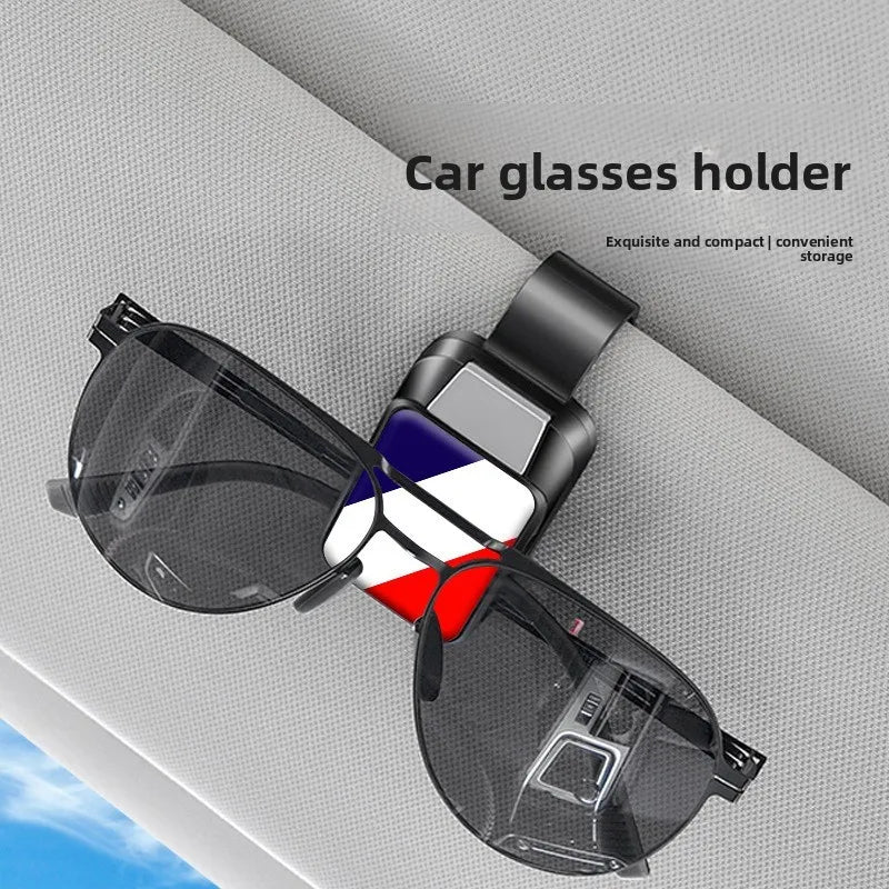 Car Sun Visor Sunglasses Clip Holder, Multi-Functional Eyeglasses Hanger Card Ticket Organizer Auto Interior Storage Accessories