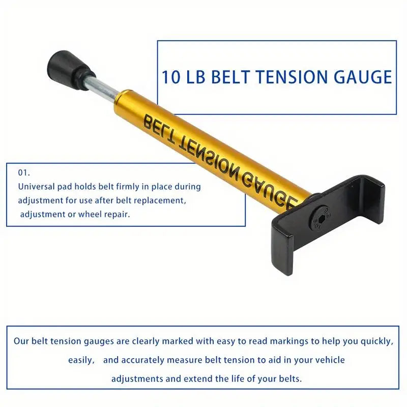 1Pc 10 Lb Belt Car Belt Tension Tool Adjustable with L Shaped Pad Motorcycle TL-1026-G Gauge Metal