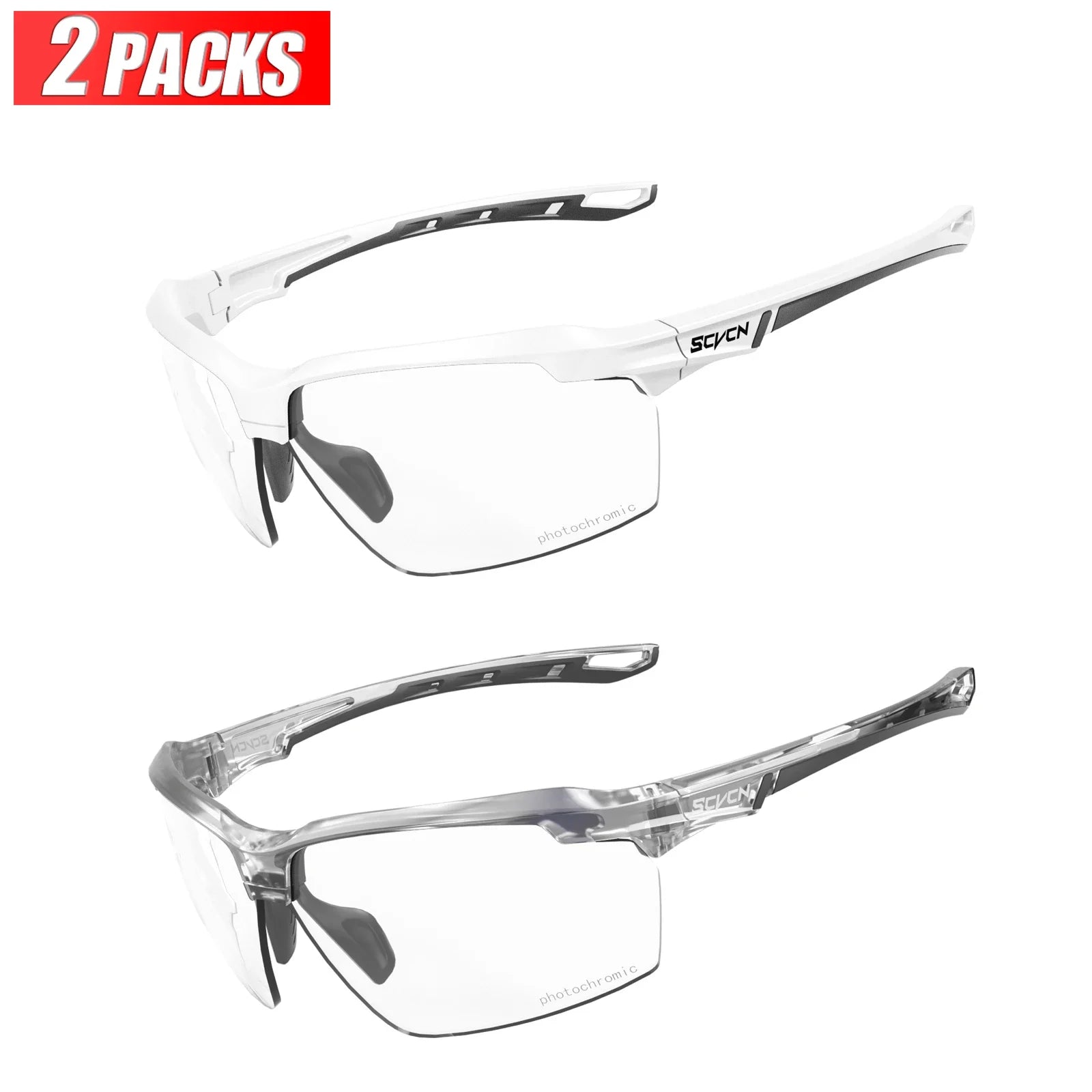 3PACKS SCVCN Hiking Eyewear Photochromic Cycling Sunglasses Glasses Bike MTB Bicycle Golf UV400 Sports Glasses for Men Women
