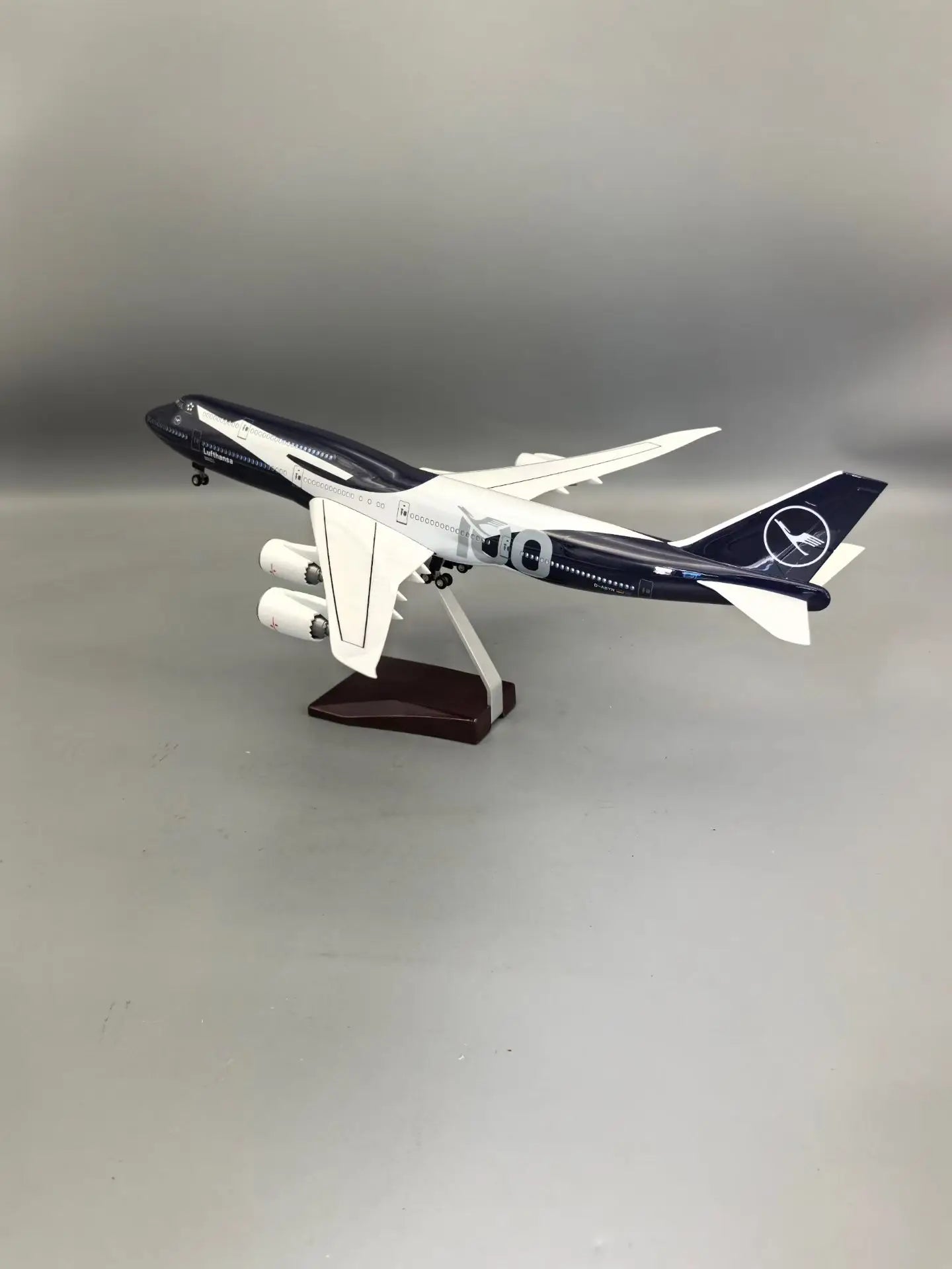 NEW 47CM lufthansa plane model b747 100 Years Collectible Scale Aircraft Resin With Wheels For Collections Displays or Toy Gift