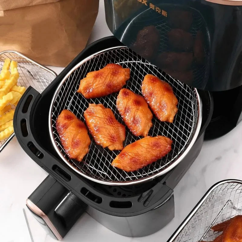 Multi Functional 304 Stainless Steel Air Fryer Accessories Stackable Rack Non-stick Airfryer Tray Grill Basket Kitchen Gadgets