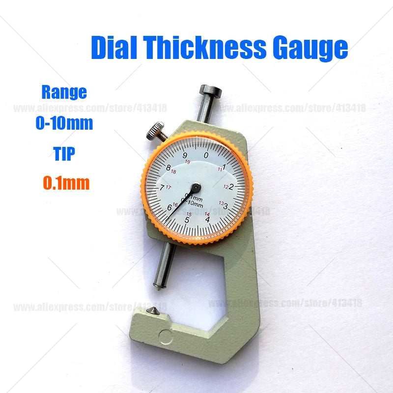 0-10mm0-20mm 0.1mm Resolution Dial Thickness Gauge Leather Flim Paper Jewelry Tube Curved Tip Metal Handheld Meter Tester