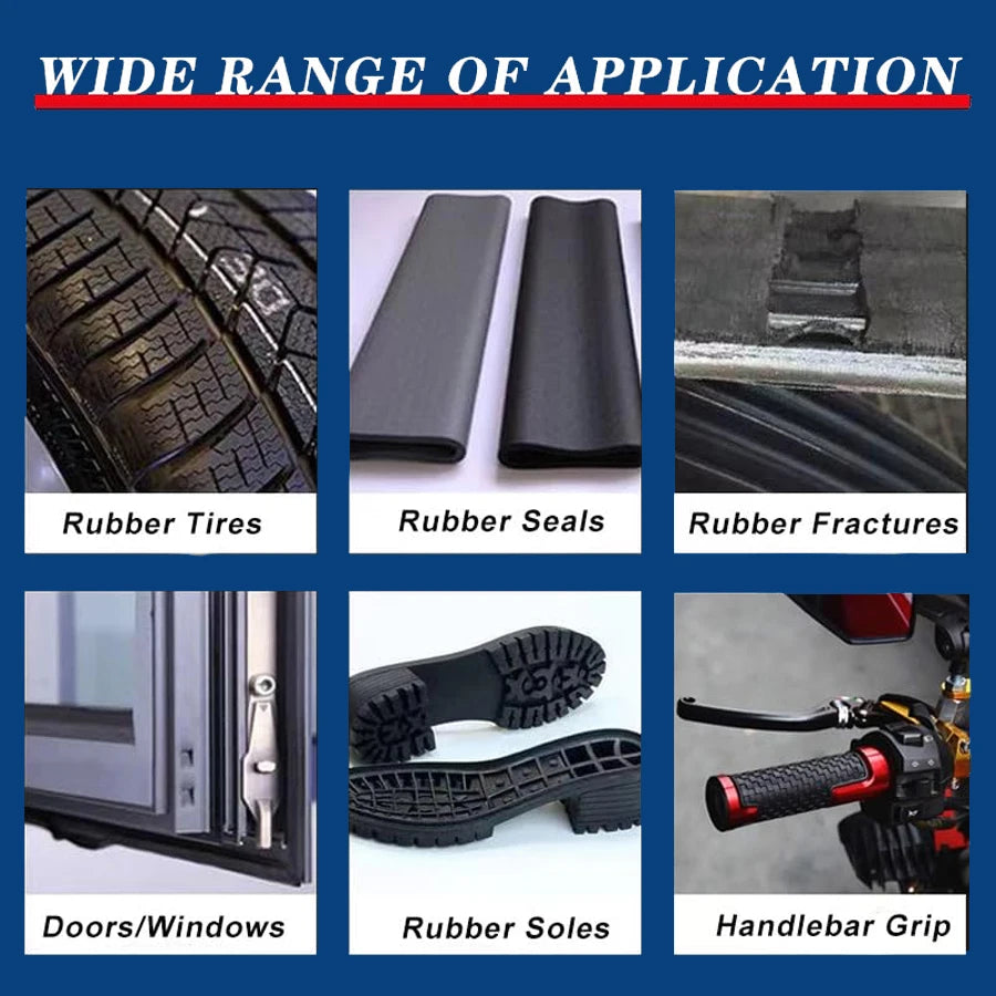 Black Instant Tire Repair Glue, Strong Waterproof Rubber Adhesive For Car Motorcycle Bicycle Tyre Crack Repair