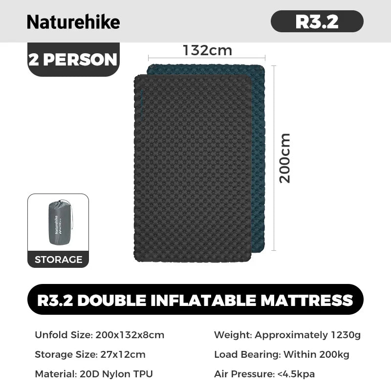 Naturehike Camping Mat 3.5/4.6/5.8/8.8 High R Value Ultralight Warm Inflatable Mattress Outdoor Portable Folding Inflatable Mats