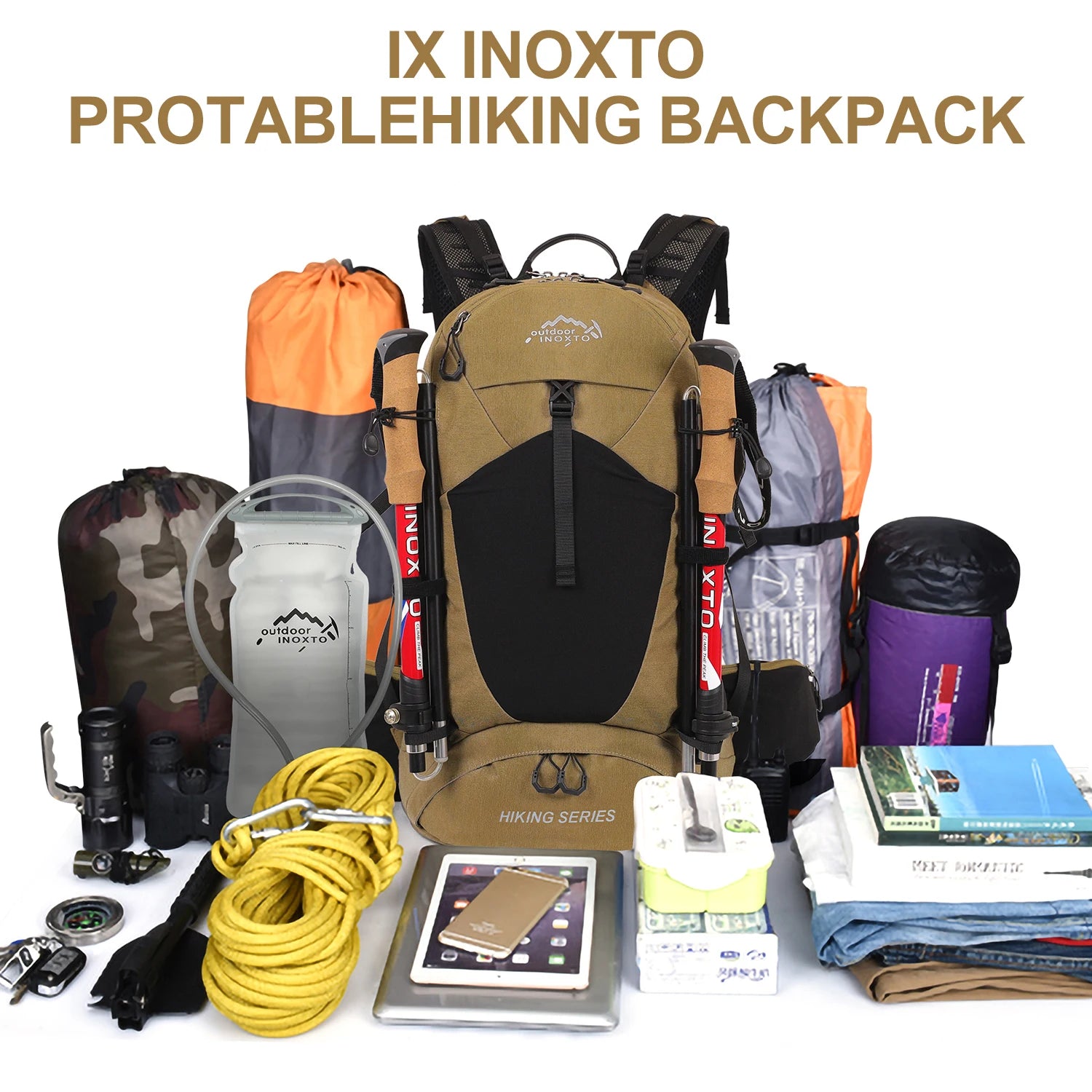 Mountaineering Backpack 35 Liters Men's and Women's Outdoor Sports Bag Waterproof Camping Hiking Rain