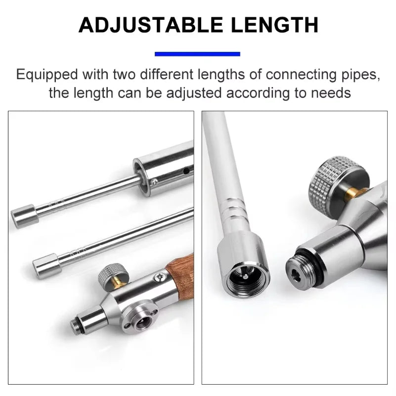 Detachable 3-Section Adjustable Flame Torch Portable Wooden Handle Propane Burner for Camping BBQ Welding Outdoor Cooking