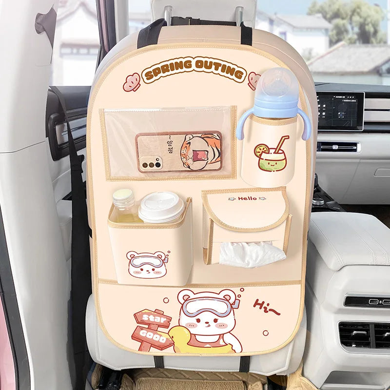 Car Back Seat Organizer Anti-kick Pad Rear Safety Seat Anti-wear Pad Car Anti-dirty Pad Universal Car Backrest Storage Bag