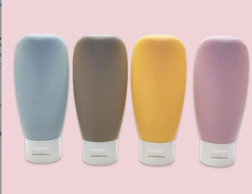 4Pcs/Set Travel Botttle Set 60ml Refillable Bottle Soft Silicone Lotion Shampoo Container Squeeze Tube Empty Bottle Wholesaleliu