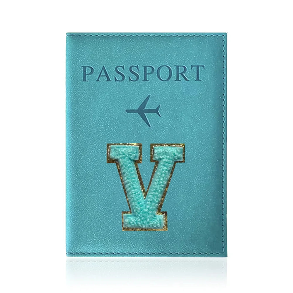Passports Pouch Passport Protective Cover Green Letter Series Watertproof Passport Case Passports Holder PU ID Card Holders