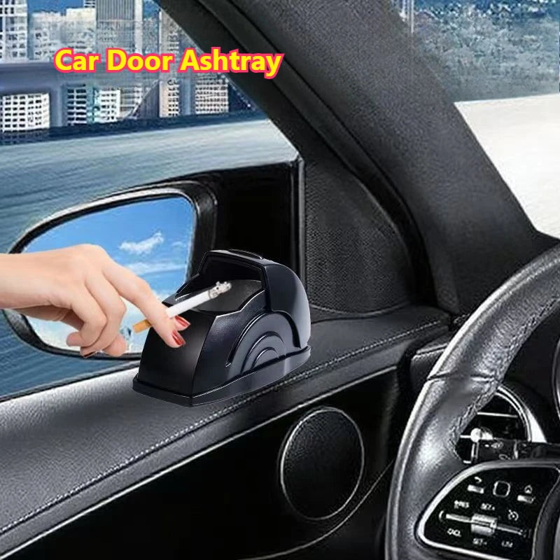 Car Ashtray Door Style Smokeless Ash Tray With Lid Portable Auto Truck Trash Bin Garbage Can Stainless Steel Liner Accessory