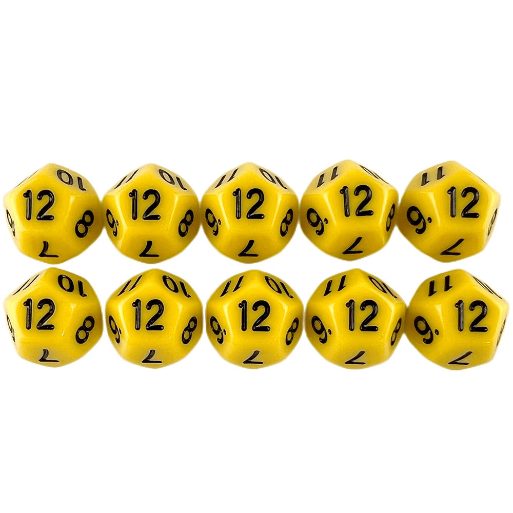 D12 Polyhedral Dice 18mm TRPG DND Digital Dice Game Set 12 Sides 10Pcs for Board Game