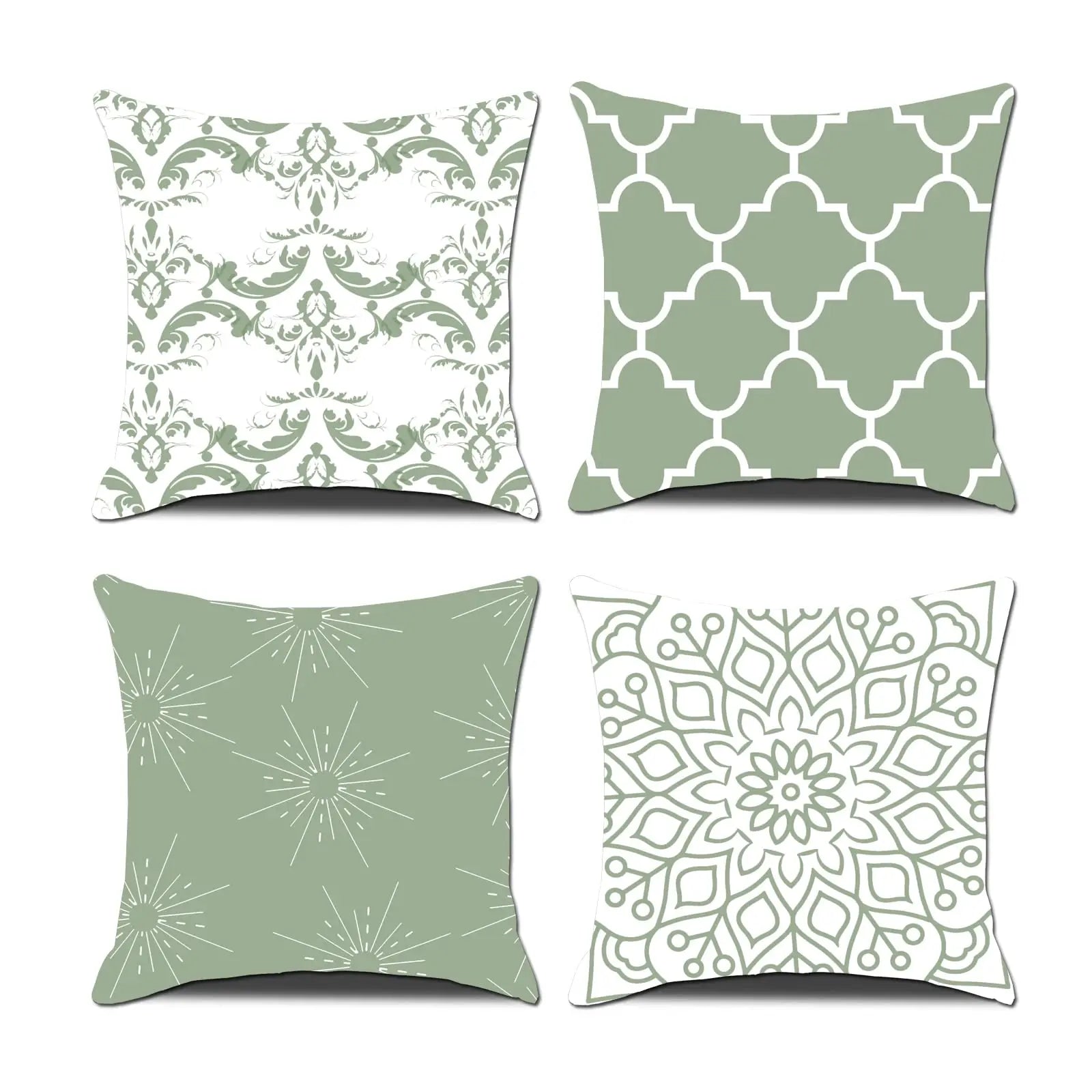 4Pcs Linen Throw Pillow Covers 45x45cm Decorative Cushion Cases for Sofa Bedroom Living Room Home Decor Zippered Pillowcases