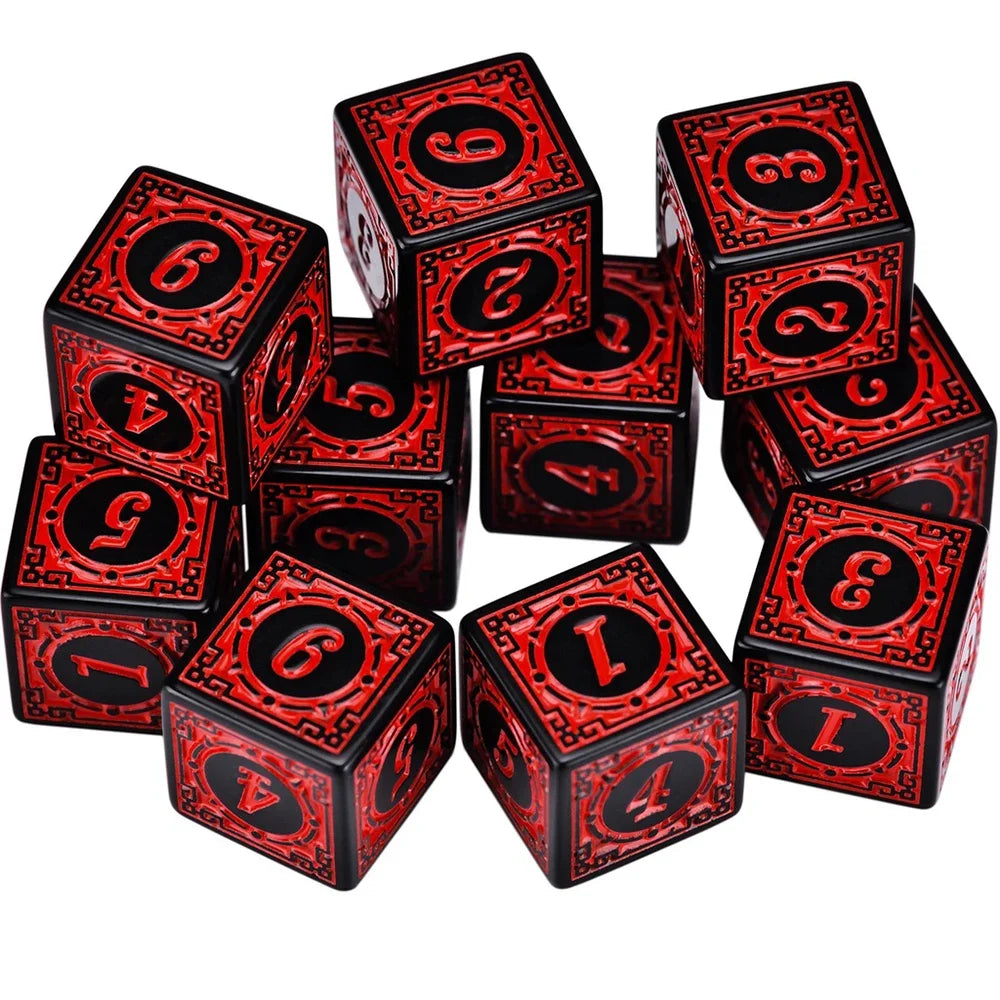 10Pcs/Set 16mm D6 Dice Square Edged Corner Numbers 6 Sided Dices Acrylic Playing Table Board Games Bar Pub Club Party DND