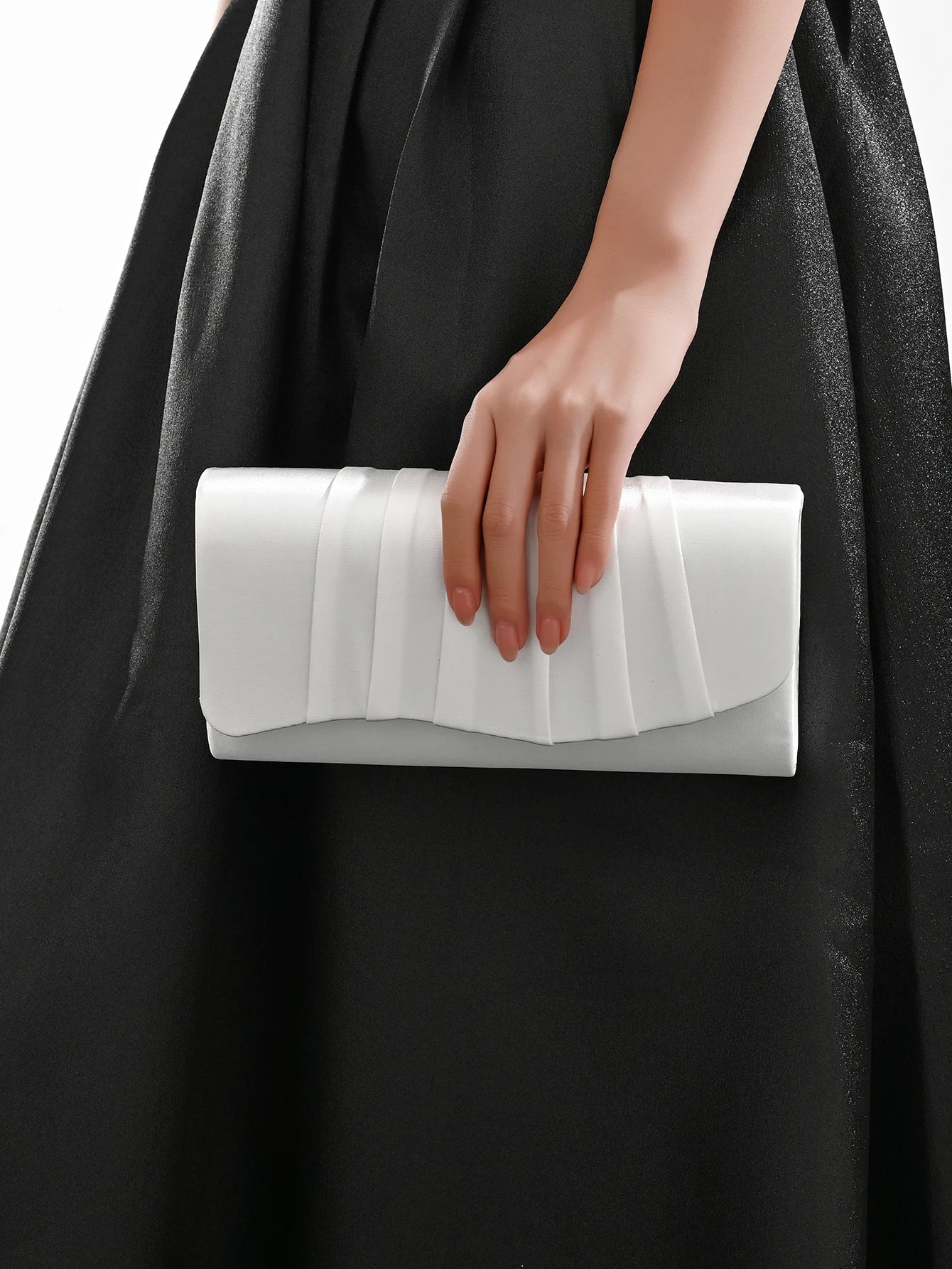 Ladies Dinner Bag Pleated Solid Color Clutch Party Dinner Wedding Light Luxury Envelope Evening Bag for Prom, Dinner/Banquet