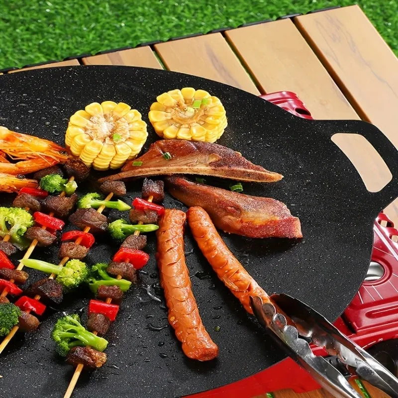 Outdoor Electrical Dual-Use Non Stick Baking Tray with Handle, Evenly Heated, Easy to Clean, for Stir Frying Noodle, Fried Egg,
