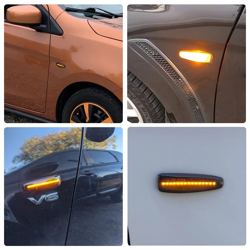 For Mitsubishi Lancer Galant Outlander ASX Mirage Attrage LED Side Marker Lamp Amber Side Fender Turn Signal Lights