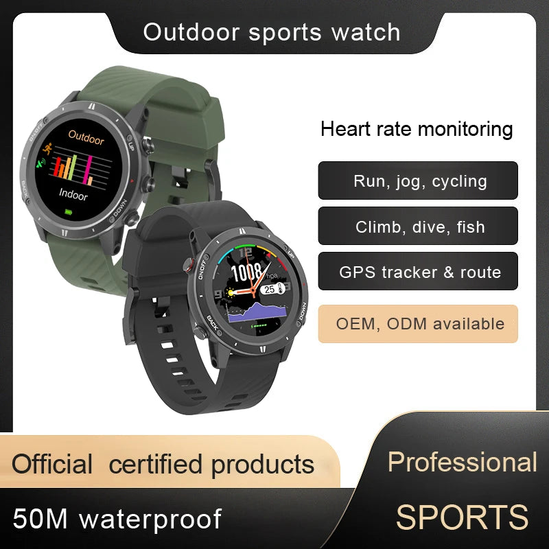 Bluetooth Sports Watch Touch Outdoor Running Cycling Diving Fishing Triathlon Heart Rate Waterproof Compass Tracker Data Store