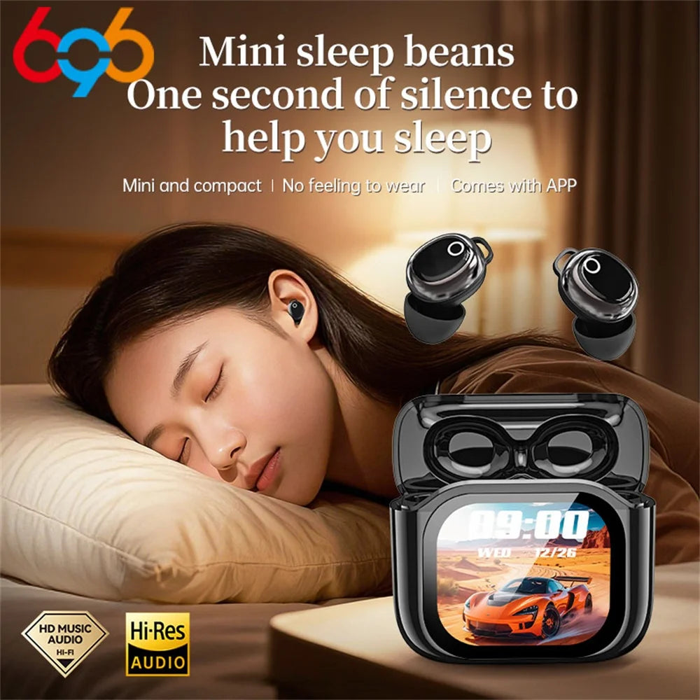 Mini Sleep Earphone AI Translator Earphones Blue Tooth TWS Sports Wireless Headphone Earbud In-Ear Noise Reduction Mic HD Screen