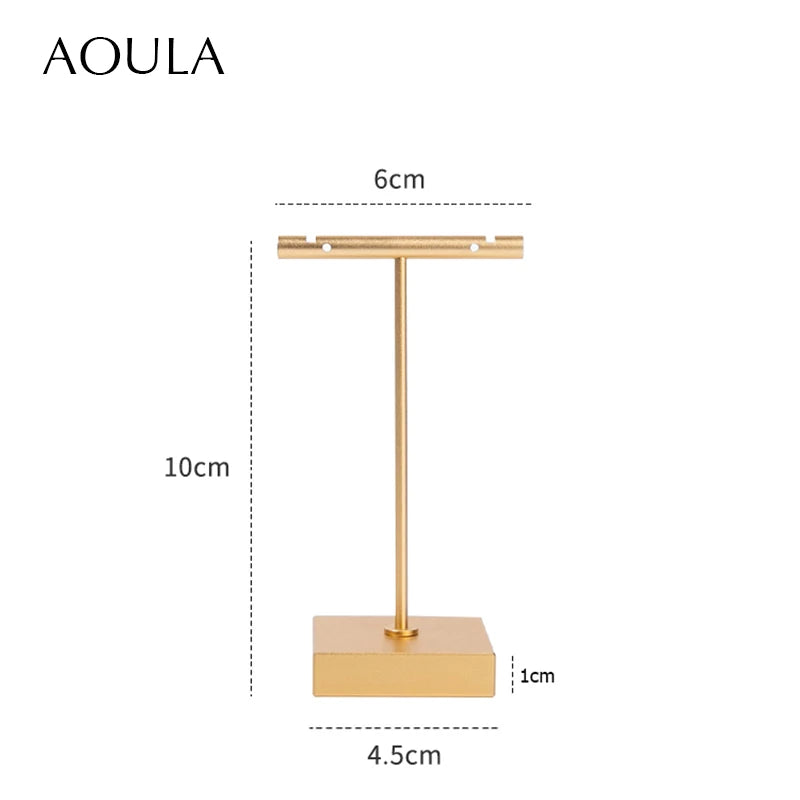 Luxury Dangle Earrings Display Metal Rack T Bar Stand Ring Jewelry Hanger Organizer Ear Studs Storage Holder Shelf Store Selling