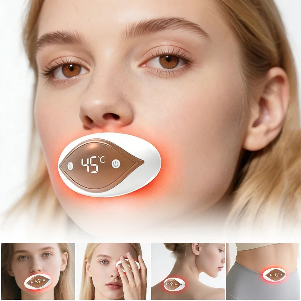 3 in 1 Red LED Lip Eye Care Device 45℃ Electric Suction Lip Plumper 4 Levels Anti Aging Mini Beauty Tool for Women