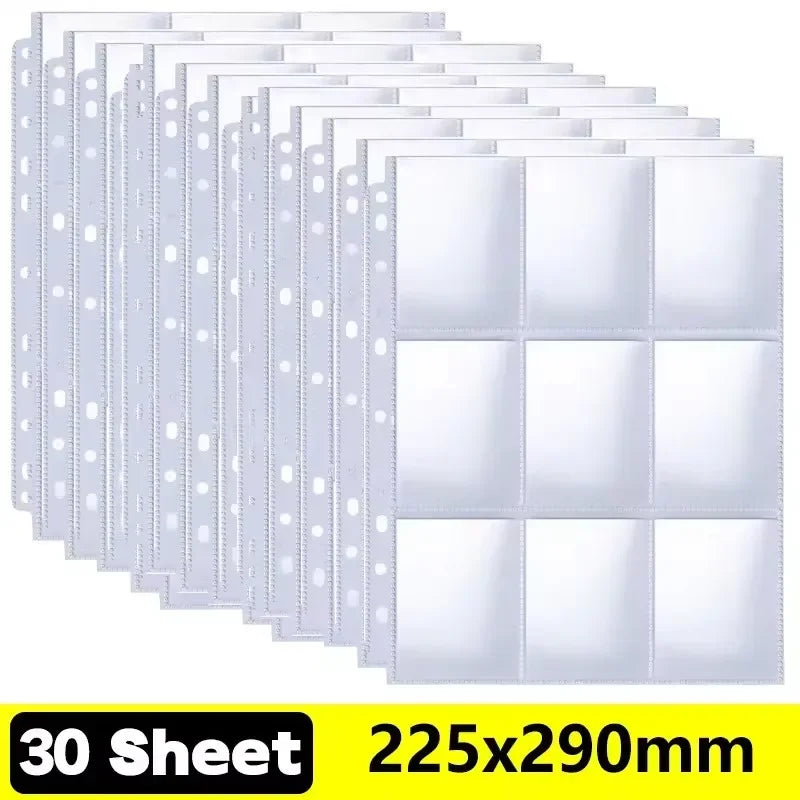 A4 Size 9 Pocket Trading Gaming Card Sleeves Double Side Storage Album Binder Pages Card Collection Holders Idol Photo Albums