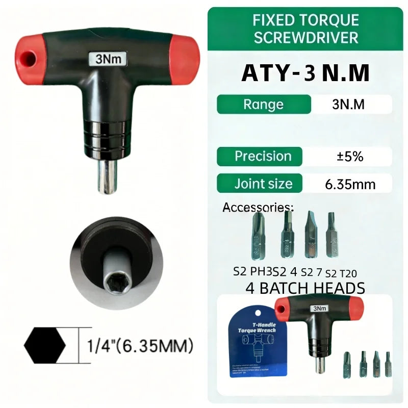 ALIYIQI 1,2,3,4,5,6 N.M Six Models T-Type Fixed Torque Screwdriver 5% Accuracy Hand Tools Torque Wrench Repair Bicycle Tools