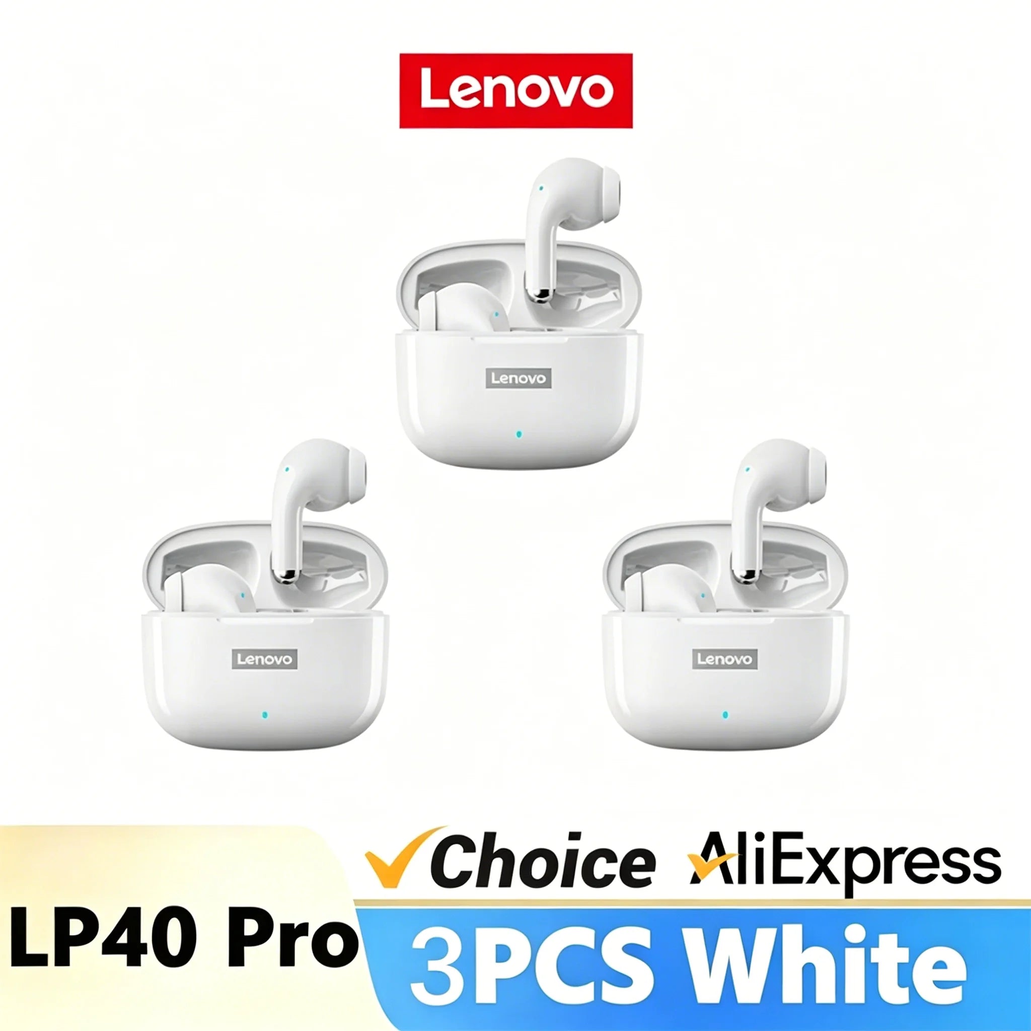 Lenovo LP40pro TWS Wireless Earbuds Bluetooth 5.3 HiFi Stereo Noise Reduction Sports Gaming Headphones for Running Travel Office