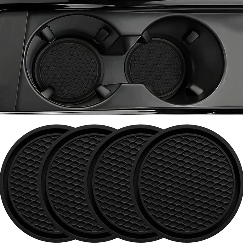 4PCS Car Cup Holder Anti-Slip Silicone Insert Coaster Mat Universal Car Accessories Black Fit For Most Cars