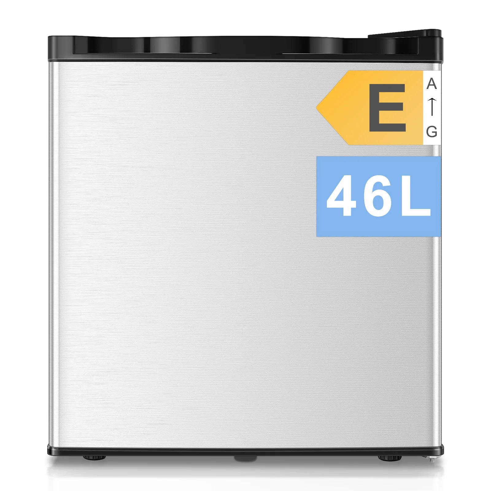 Mini Fridge 1.6 Cu.ft, Compact Small Drinks Refrigerator, Energy E, Adjustable Thermostat, Apartment, Bedroom, Stainless Steel
