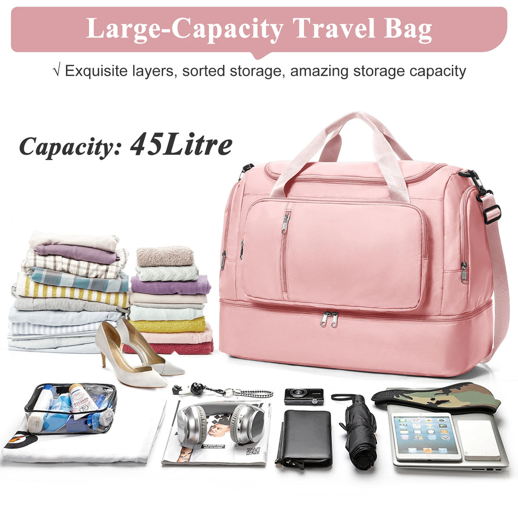 Large Capacity Travel Bags Hand Luggage Bag Sports Shoulder Crossbody Backpack, Short Distance Package Bags，Clothing Storage Bag