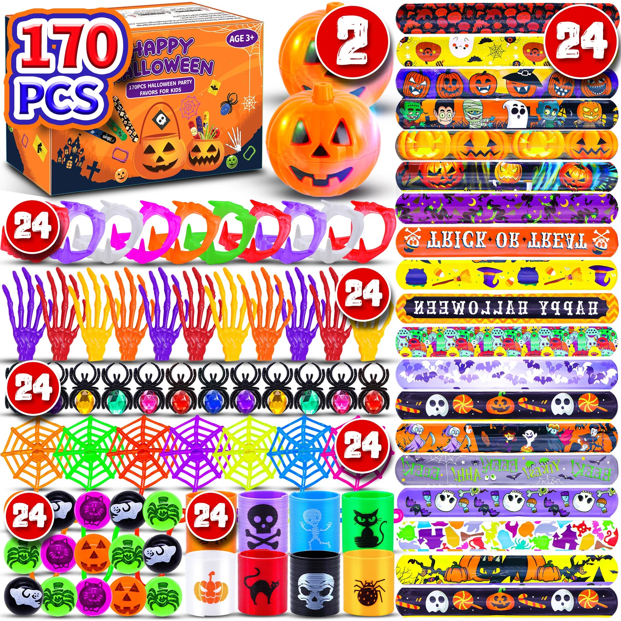 170Pcs Halloween Mini Fidget Toy Set for Kids - Stress Relief Sensory Toys Classroom Treasure Box Party Favors & Kids Gifts