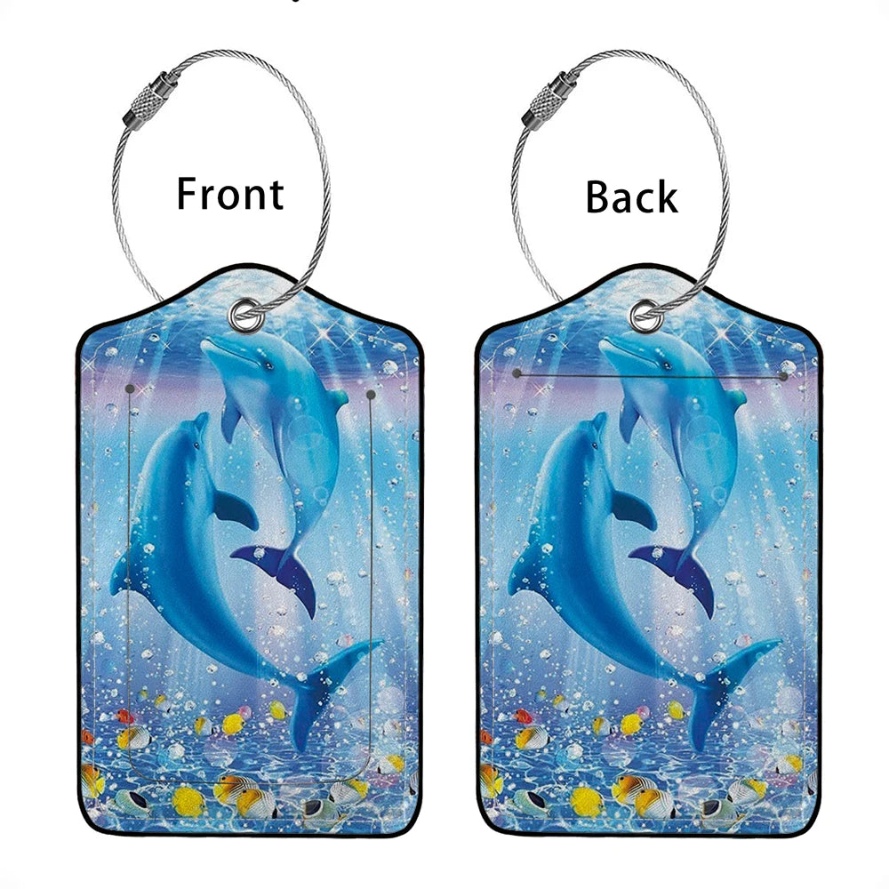 HOT SALE Cute animals Leather Business Luggage Tag Suitcase Address Label Luggage Boarding Case Label Name ID Address Clip