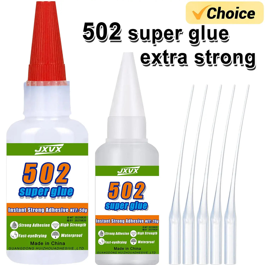 JXVX 50g 502 Super Plastic Glue  Professional Adhesive Transparent Cyanoacrylate Glue Fast Drying Odorless Long Lasting Bonding Acrylic, DIY Crafts, Electronics, PVC, ABS 1-3pcs.