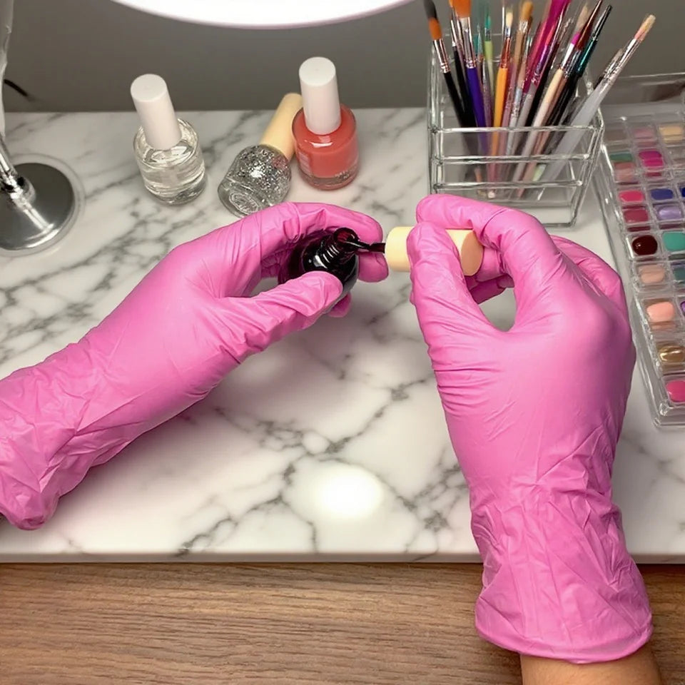 50/100PCS Deep Pink Nitrile Gloves Powder Free Disposable Waterproof Gloves for Cleaning Household Beauty Salon Supplies