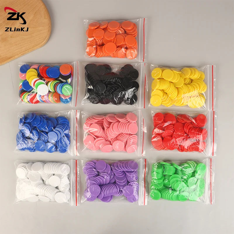 100Pcs 25mm Montessori Learning Education Math Toy Plastic Poker Chips Bingo Chip Markers Token Family Club Party Counting Toy