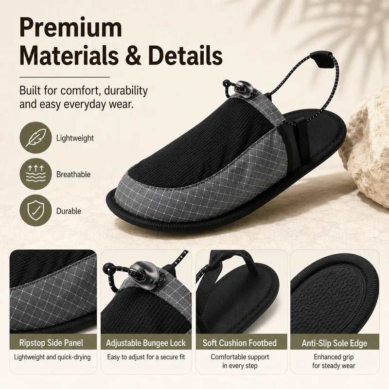 Foldable Quick Dry Water Slippers Anti Slip Barefoot Wading Shoes Lightweight Travel Beach Camp Hotel Portable Outdoor Sandals