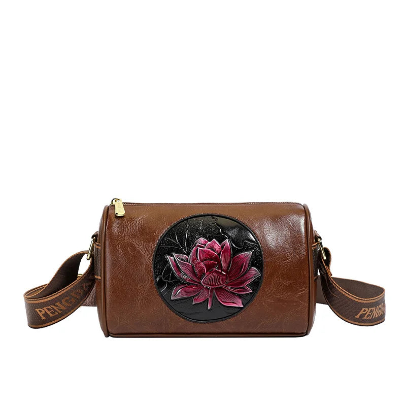 HOMEFISH Women Soft Leather Crossbody Handbag, Fashion Printed Casual Shoulder Bag Multi-purpose Ladies Messenger Tote Purse
