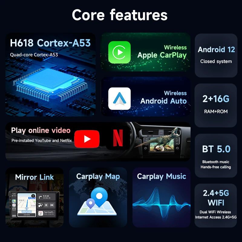 3-in-1 car video box wireless CarPlay Android automatic adapter Android TV box on Youtube Nexflit intelligent car intelligent sy